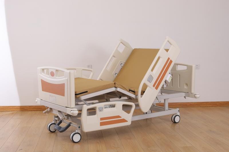 two crank manual hospital bed with safety rails