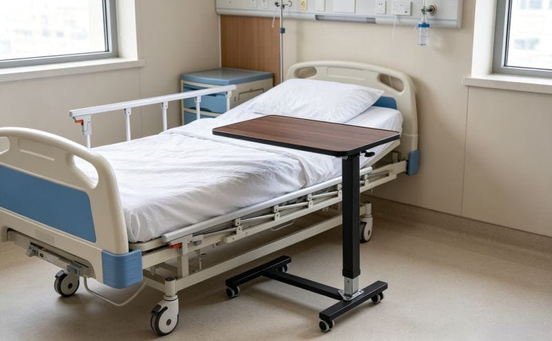 overbed table for hospital bed with adjustable height